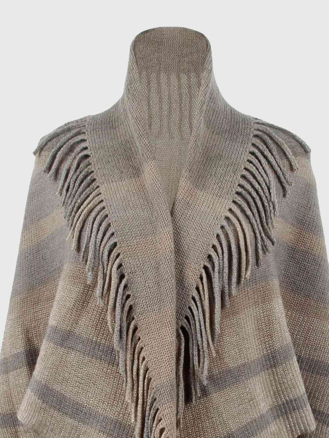 Fringe Detail Open Front Poncho Bazaarbey