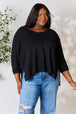  Round Neck High-Low Slit Knit Top Bazaarbey