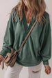 V-Neck Long Sleeve Hooded Top Trendsi
