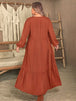 Plus Size Ruffled V-Neck Balloon Sleeve Dress -BazaarBey - www.shopbazaarbey.com