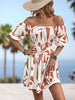 Printed Off-Shoulder Smocked Waist Dress -BazaarBey - www.shopbazaarbey.com