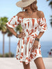 Printed Off-Shoulder Smocked Waist Dress -BazaarBey - www.shopbazaarbey.com