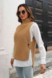 Ribbed Mock Neck Sleeveless Sweater Vest Trendsi
