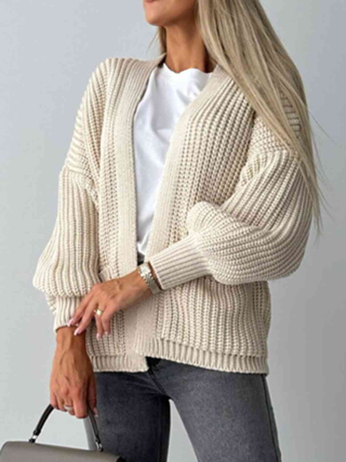 Open Front Dropped Shoulder Cardigan Bazaarbey