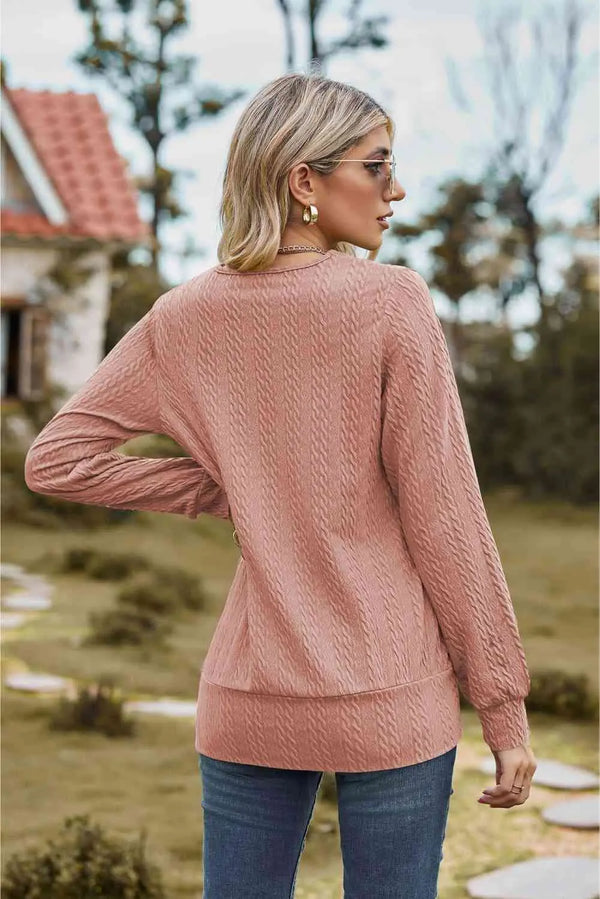 Square Neck Long Sleeve Blouse Trendsi
