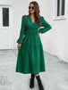  Neck Long Sleeve Midi Dress -BazaarBey - www.shopbazaarbey.com