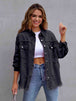 Distressed Drop Shoulder Denim Jacket Bazaarbey