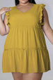 Plus Size V-Neck Frill Trim Mini Dress -BazaarBey - www.shopbazaarbey.com