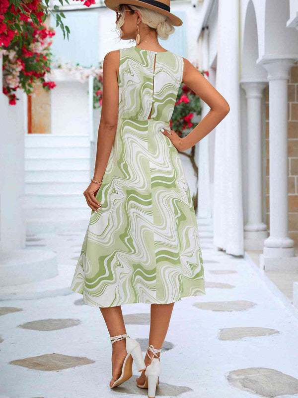 Printed Cowl Neck Sleeveless Dress -BazaarBey - www.shopbazaarbey.com