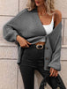  Button Down Horizontal-Ribbing  Cardigan Trendsi