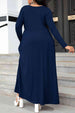 Plus Size Round Neck Long Sleeve Maxi Dress with Pockets -BazaarBey - www.shopbazaarbey.com