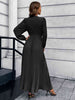 V-Neck Tie Waist Pleated Maxi Dress Bazaarbey