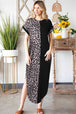Leopard Color Block Split Dress -BazaarBey - www.shopbazaarbey.com