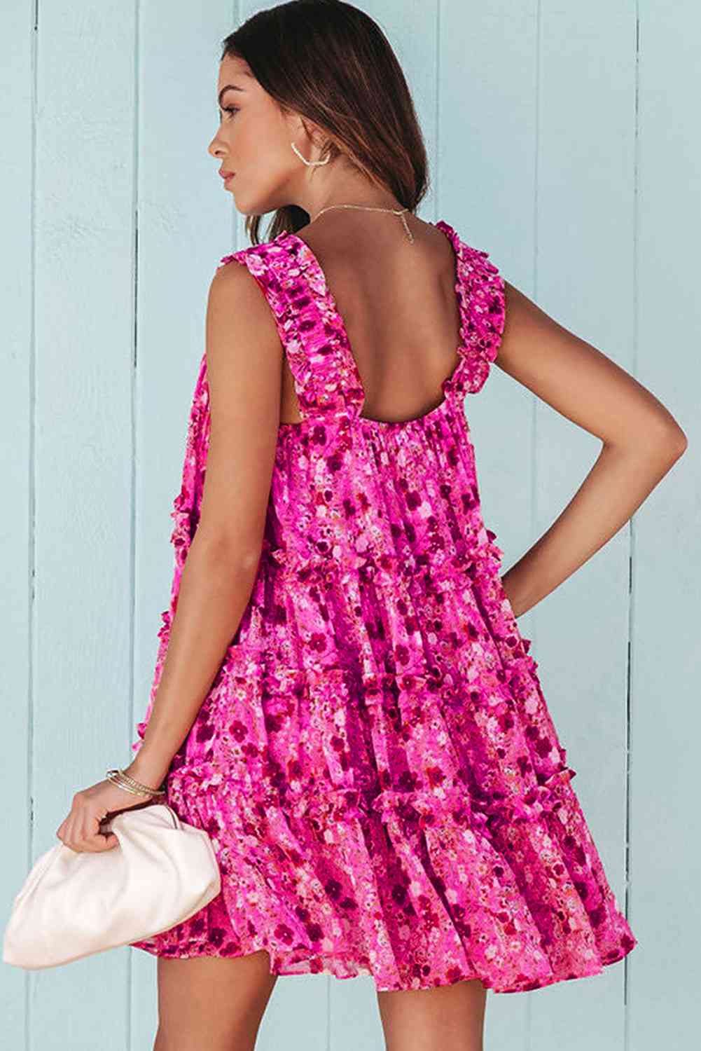 Printed Square Neck Sleeveless Mini Dress -BazaarBey - www.shopbazaarbey.com