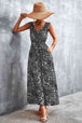 Printed V-Neck Tie Waist Maxi Dress Bazaarbey