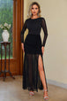 Semi-Sheer Slit Round Neck Dress Bazaarbey