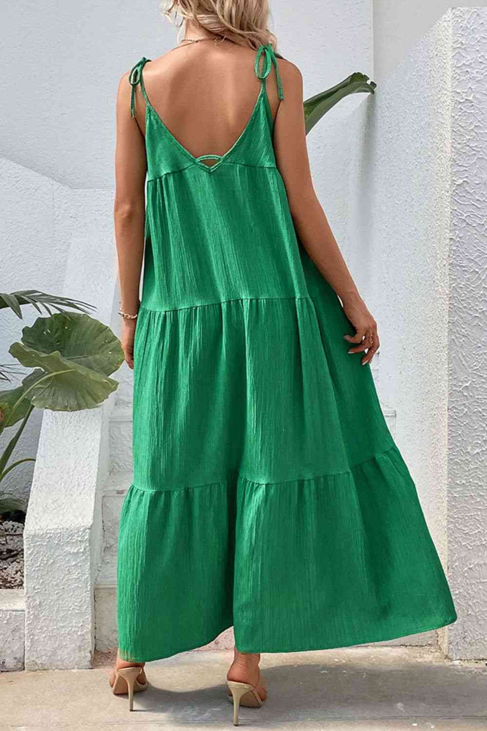 Tie-Shoulder Tiered Maxi Dress Bazaarbey