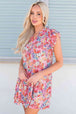 Floral Tie Neck Cap Sleeve Dress -BazaarBey - www.shopbazaarbey.com