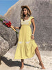 Embroidered Square Neck Ruffle Hem Dress -BazaarBey - www.shopbazaarbey.com
