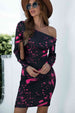 Printed Boat Neck Long Sleeve Dress -BazaarBey - www.shopbazaarbey.com