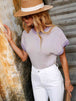  Round Neck Short Sleeve Knit Top Trendsi