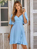 Smocked Tie Back Ruffle Hem Dress -BazaarBey - www.shopbazaarbey.com