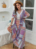  Plus Size Printed Lace Detail Short Sleeve Dress -BazaarBey - www.shopbazaarbey.com