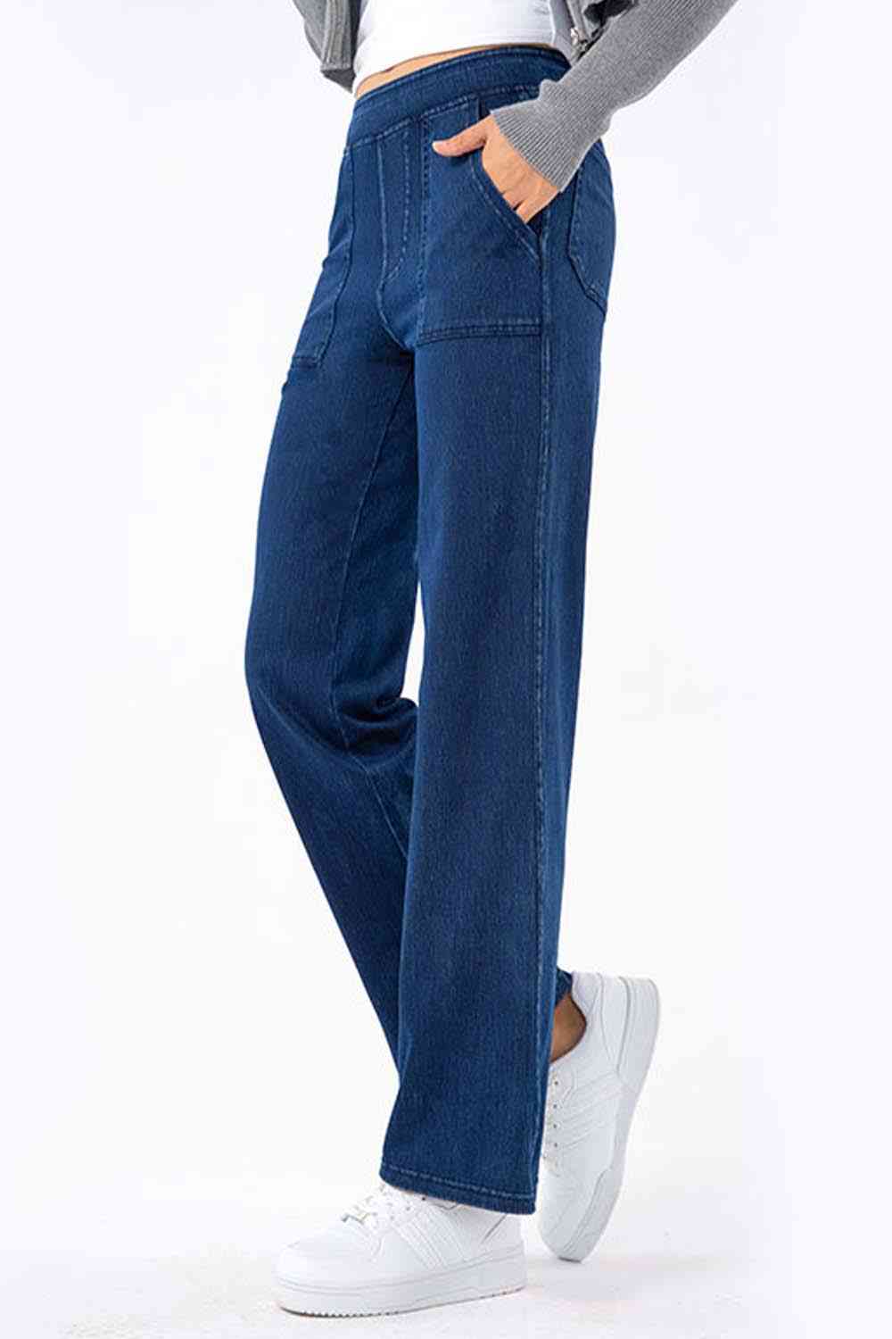 Pocketed Long Jeans Bazaarbey