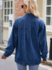 Button Up Denim Jacket with Pockets Bazaarbey