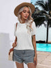 Cable-Knit Round Neck Short Sleeve Knit Top Trendsi
