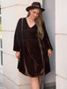 Plus Size V-Neck Balloon Sleeves Dress -BazaarBey - www.shopbazaarbey.com