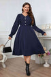  Apparel Plus Size V-Neck Buttoned Flounce Sleeve Dress -BazaarBey - www.shopbazaarbey.com