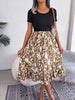 Printed Round Neck Ruffle Hem Dress -BazaarBey - www.shopbazaarbey.com
