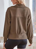 Ribbed Half Zip Collared Neck Sweatshirt Bazaarbey