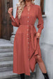 Button Down Notched Neck Dress -BazaarBey - www.shopbazaarbey.com