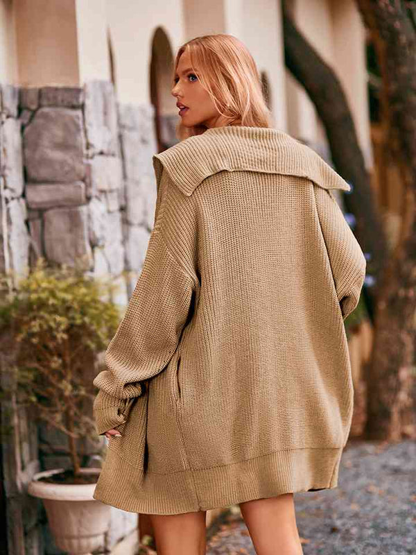 Dropped Shoulder Long Sleeve Cardigan Trendsi