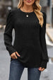 Ribbed Round Neck Long Sleeve Knit Top Trendsi
