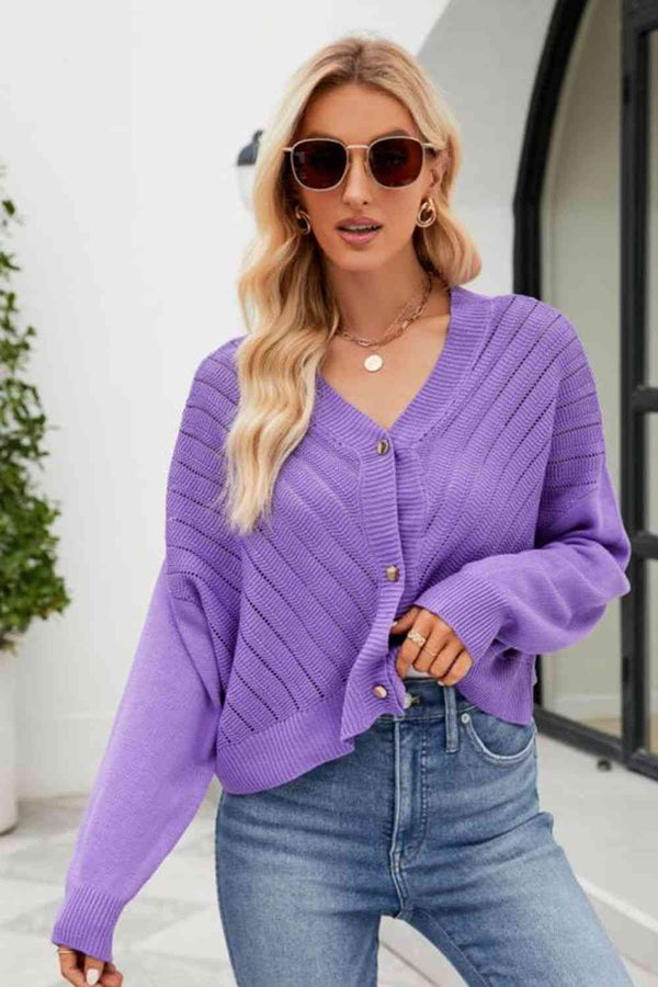 BazaarBey V-Neck Button Down Cardigan Trendsi