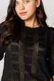  Ribbed Trim Round Neck Knit Top Bazaarbey