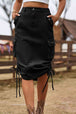 Drawstring Denim Cargo Skirt Trendsi