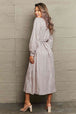 Printed Tie Waist Long Sleeve Dress -BazaarBey - www.shopbazaarbey.com