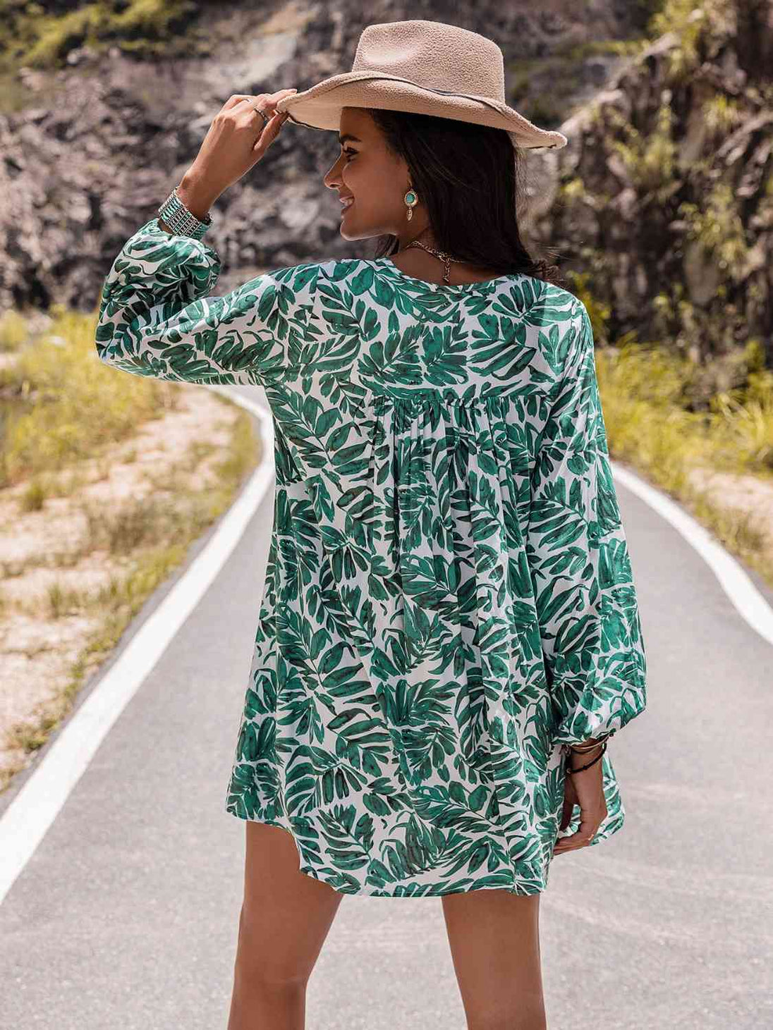Long Sleeve V-Neck Mini Dress -BazaarBey - www.shopbazaarbey.com