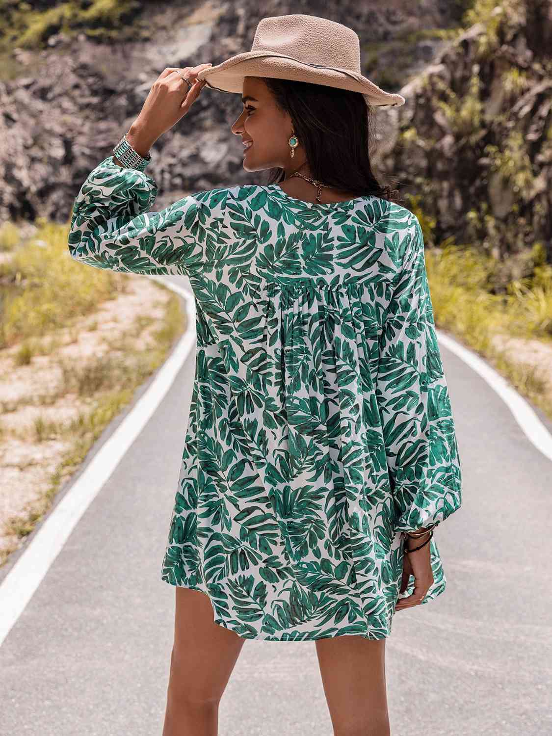 Long Sleeve V-Neck Mini Dress -BazaarBey - www.shopbazaarbey.com