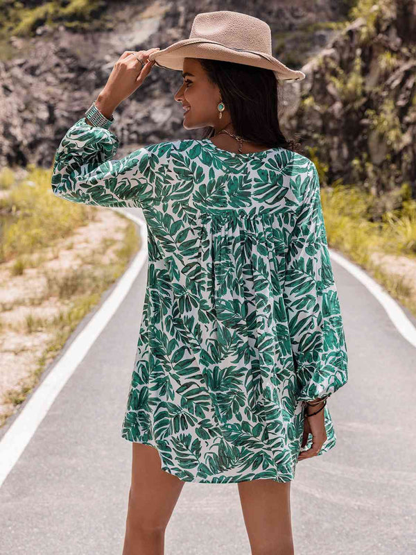 Long Sleeve V-Neck Mini Dress -BazaarBey - www.shopbazaarbey.com