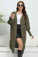 Lantern Sleeve Open Front Pocketed Cardigan Trendsi