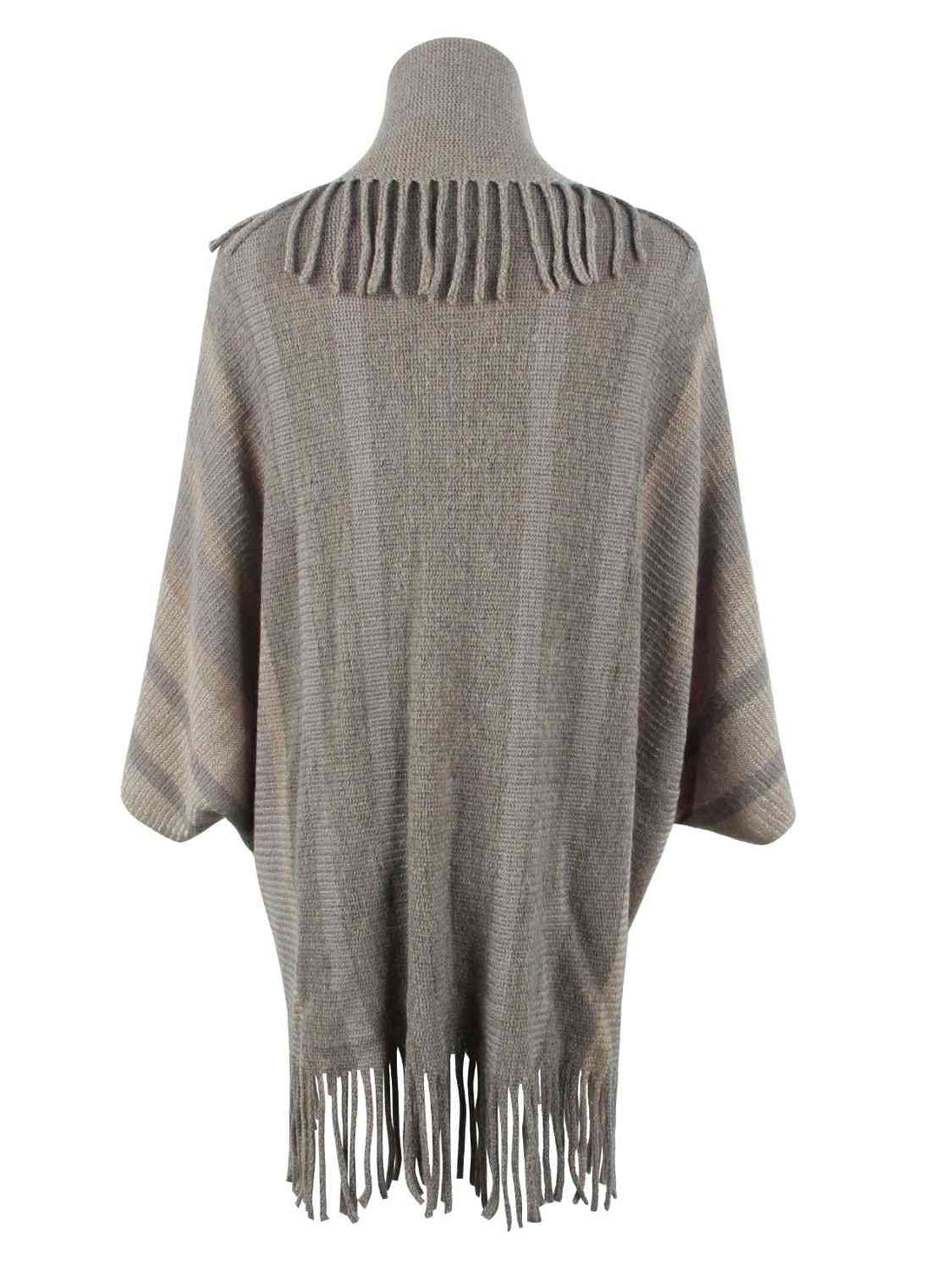 Fringe Detail Open Front Poncho Bazaarbey