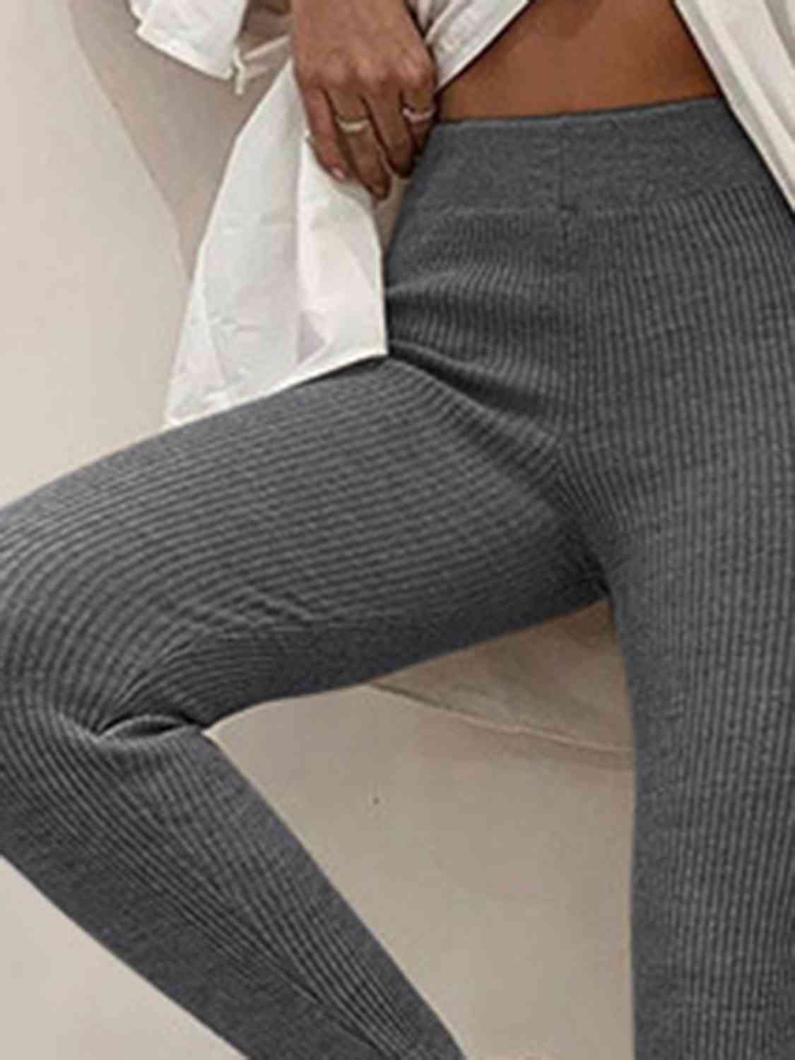 Ribbed Mid Waist Leggings Bazaarbey