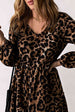Leopard V-Neck Balloon Sleeve Tiered Dress -BazaarBey - www.shopbazaarbey.com