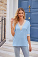 Printed  V-Neck Tee Bazaarbey