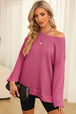Waffle-Knit Round Neck Long Sleeve Sweatshirt Trendsi